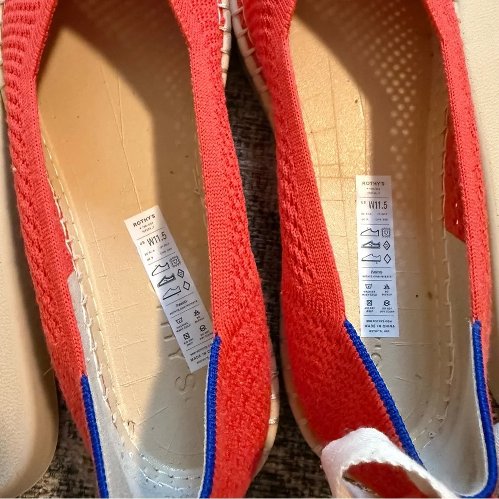 Rothy's The Espadrille Lace Up in Red Hot with Cream Laces, Size 11.5